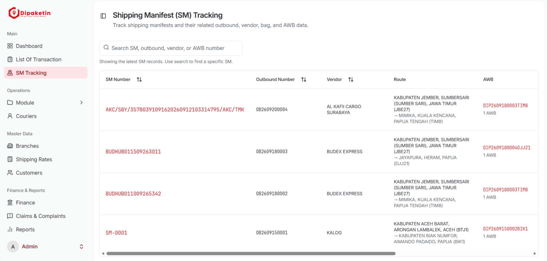 Pelacakan shipping manifest
