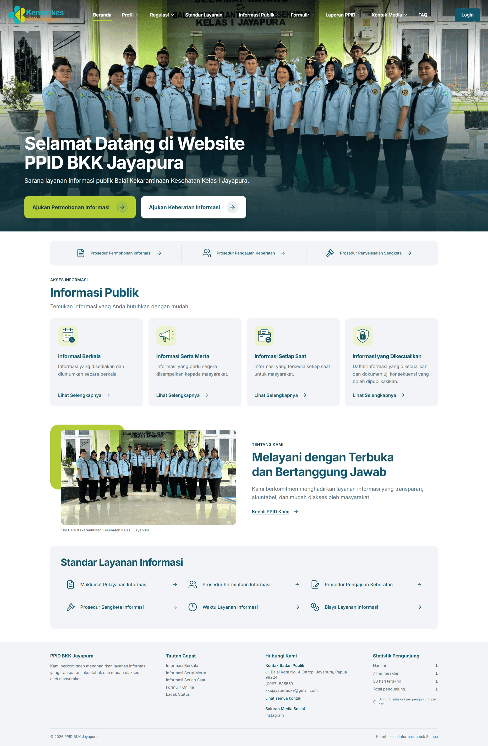 Halaman beranda portal PPID