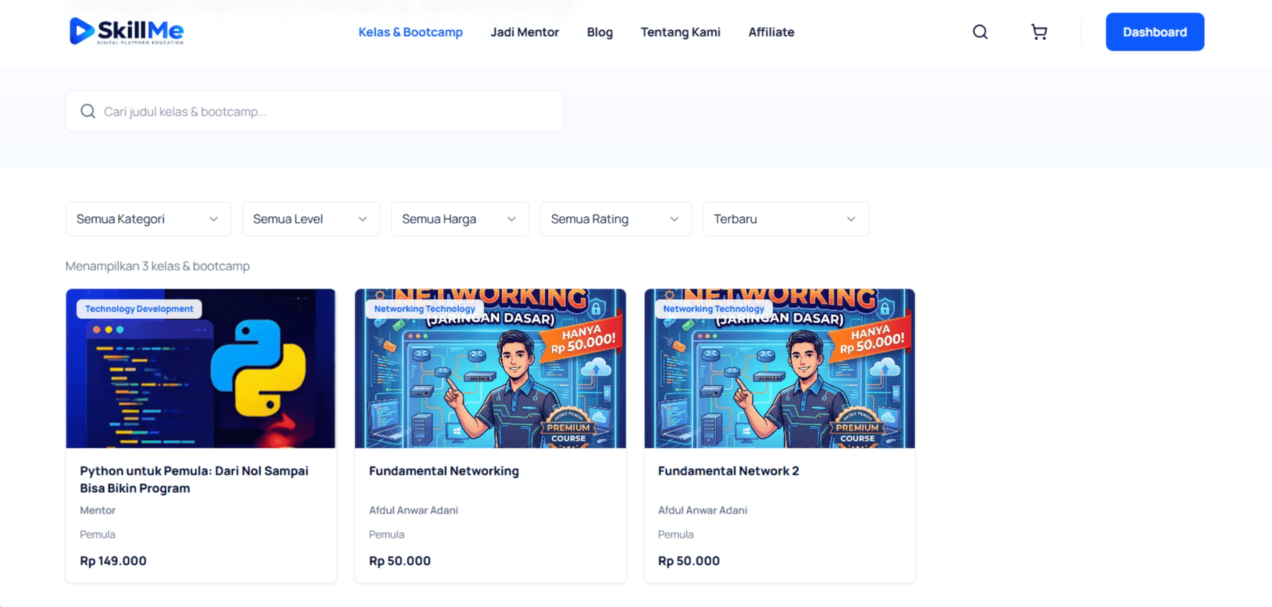 Daftar kursus SkillMe