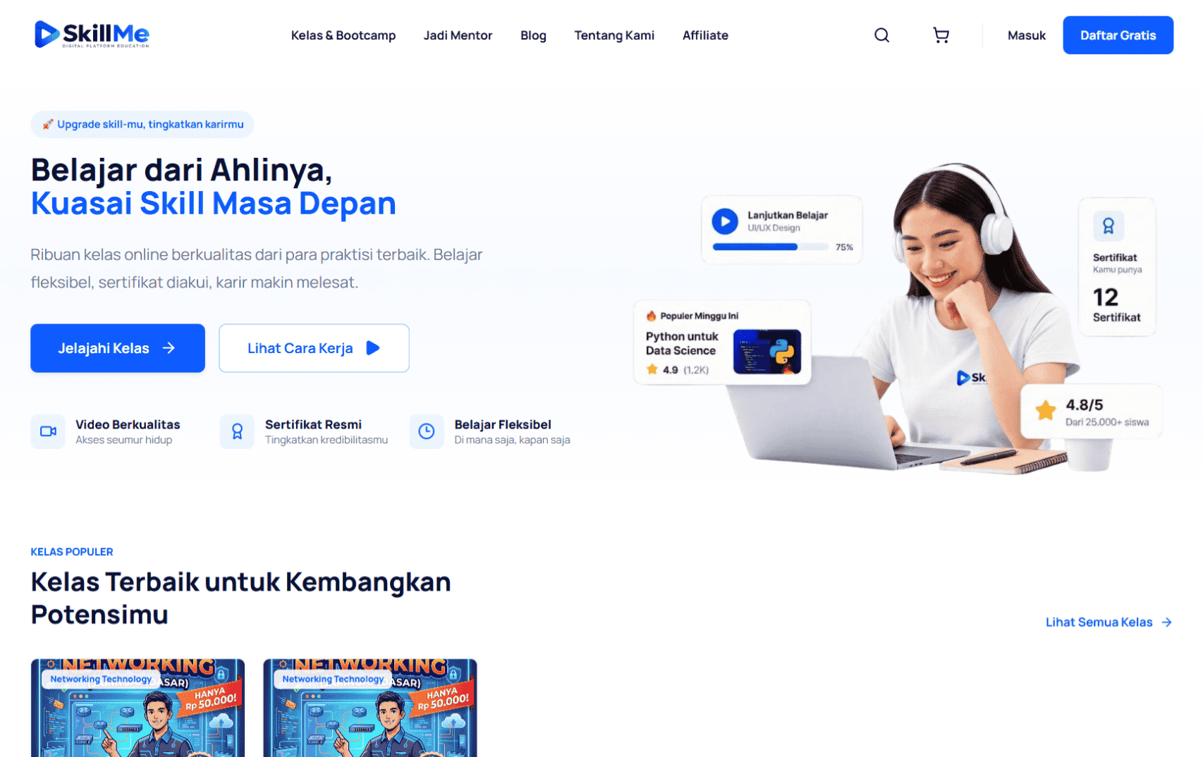 Tampilan platform edukasi SkillMe